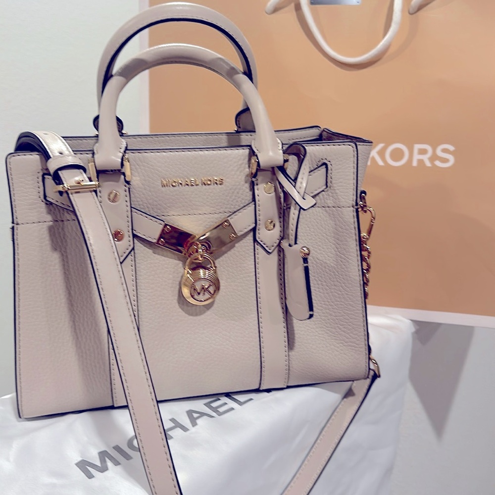 Michael Kors Beige Satchel with Gold Accents